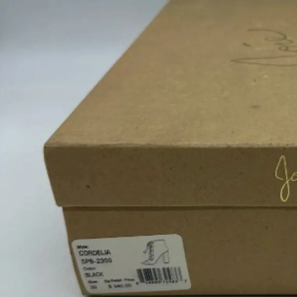 Joie Cordelia Black Leather Lace Up Peep Toe Ankle Boots Heels Sz 8 M Block Heel - Picture 10 of 10